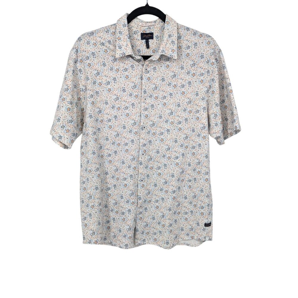 Good Man Floral Button Up Shirt Floral Short Sleeve Office Resort Soft Size M